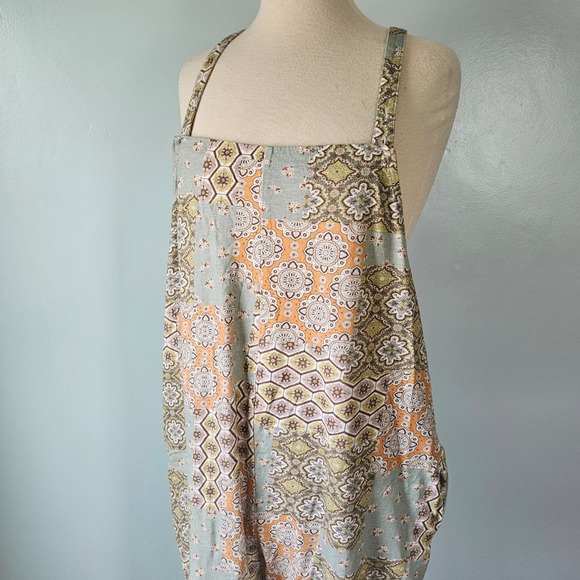 Known Supply Pants - Known Supply Cadence Organic Cotton Paisley Patchwork Jumpsuit Overall XL Boho